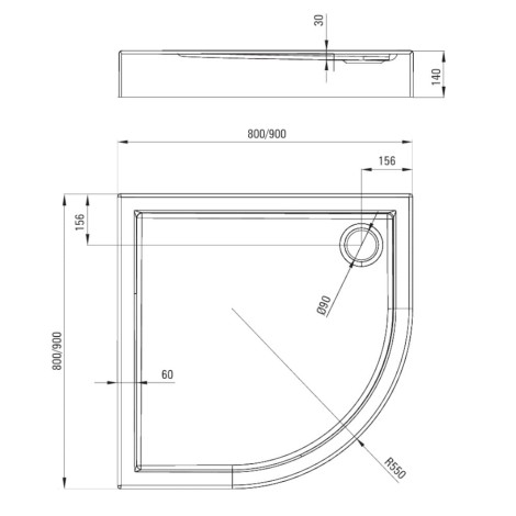 Deante Jasmin brodzik akrylowy półokrągły 80x80 cm
