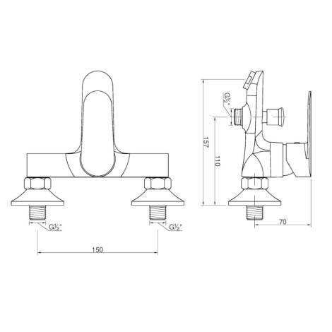 Invena Esla bateria wannowa chrom-rysunek tech