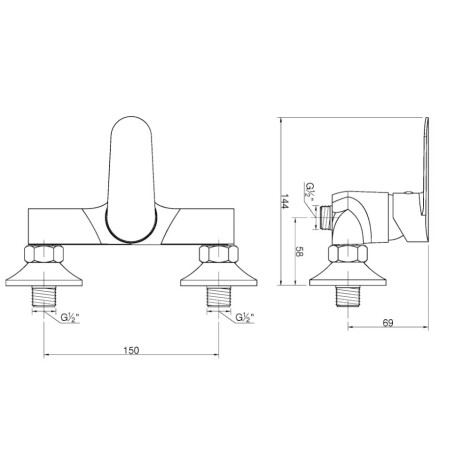 Invena Esla bateria natryskowa chrom-rysunek tech