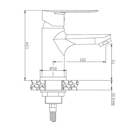 Invena Esla bateria umywalkowa chrom-rysunek tech
