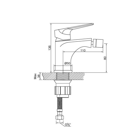 Invena Dokos bateria bidetowa biały chrom