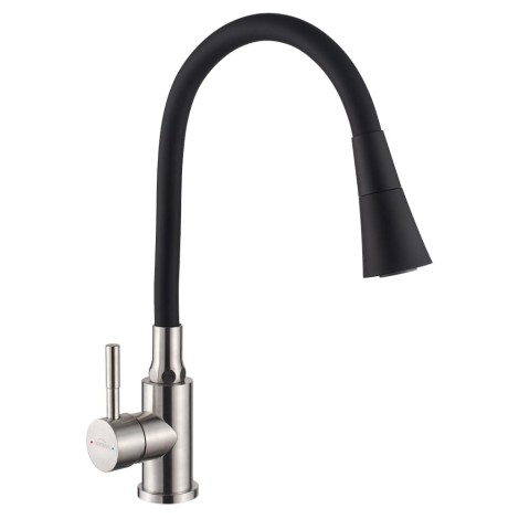 wyprzedaż--INV GABI BAT ZLEWOZMYWAKOWA INOX Z RUCHOMĄ 2F WYLEWKĄ, CZARNĄ