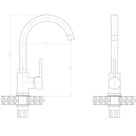 Invena Solo bateria zlewozmywakowa chrom-rysunek tech