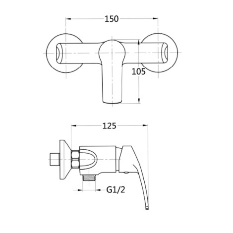 Invena Malta bateria natryskowa chrom-rysunek tech