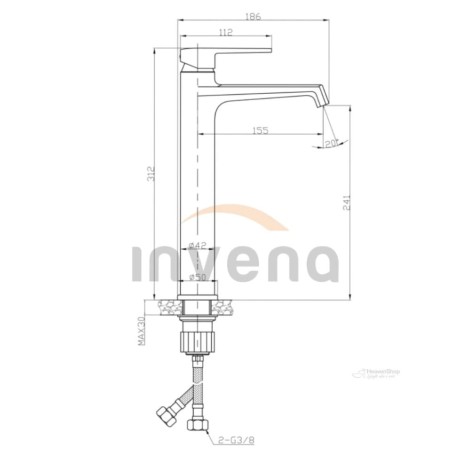 Invena Fira bateria umywalkowa-rysunek tech