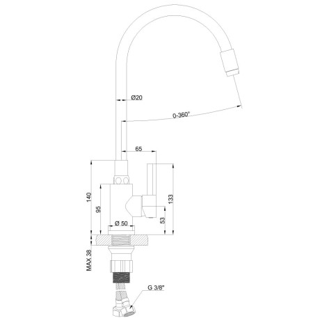 Invena Silva bateria zlewozmywakowa czarny inox-rysunek tech