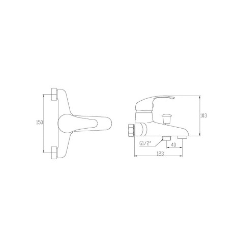 Invena Mitris bateria wannowa chrom-rysunek tech