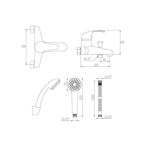 Invena Mitris bateria wannowa chrom natrysk-rys tech