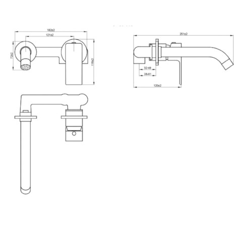 Invena Nyks bateria umywalkowa chrom-rysunek tech
