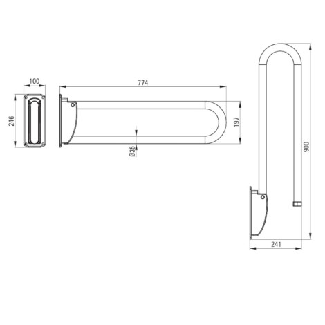 Deante Vital uchwyt stalowy przyścienny składany 760mm