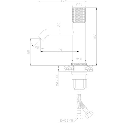 Invena Moonlight bateria umywalkowa czarno złota-rysunek tech