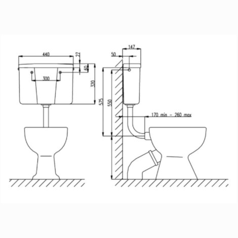 Inter-samo dolnopłuk 95 K na klawisz biały - rysunek techniczny.