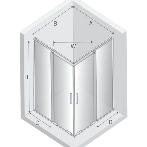 New Trebdy Smart kabina kwadratowa U 1000x1000x2000 mm bunmetal brushed