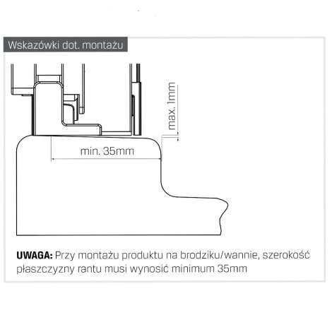 New Trendy Smart kabina walk-in U 1300x2000 mm gunmetal brushed