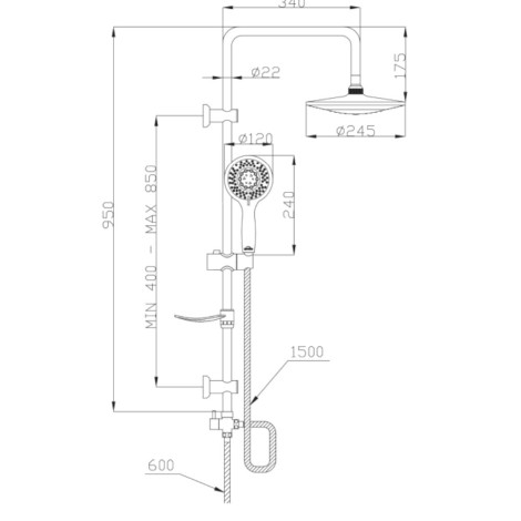 Invena Socho deszczownia chrom-rys tech