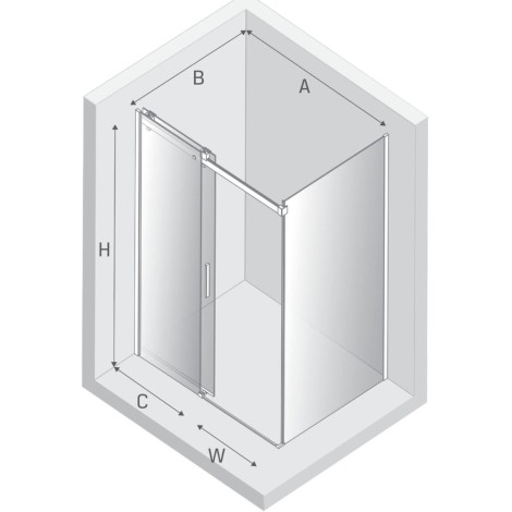 New Trendy Softi kabina prostokątna 1400x1000x2000 mm chrom