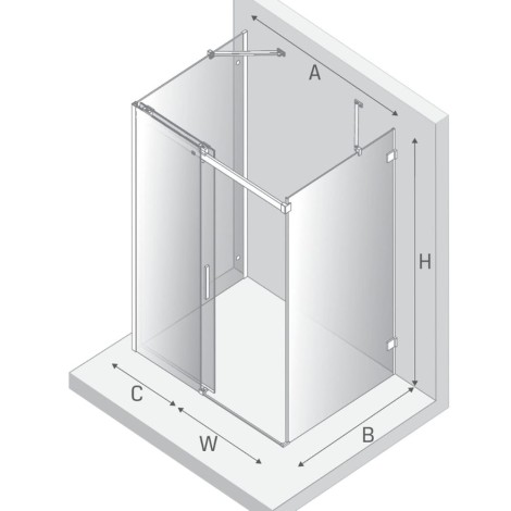 New Trendy Softi kabina prostokątna przyścienna 1200x900x2000 mm chrom