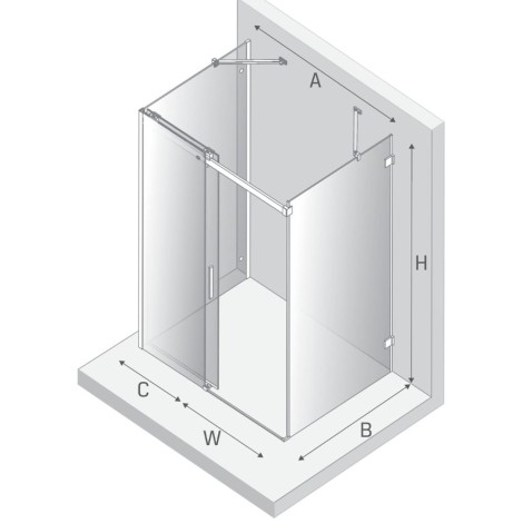 New Trendy Softi kabina prostokątna przyścienna U 1200x900x2000 mm black