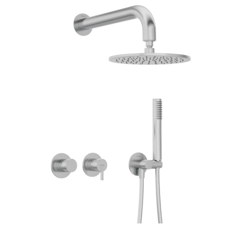 Deante Silia zesaw prysznicowy podtynkowy z głowicą natryckową stal szczotkowana