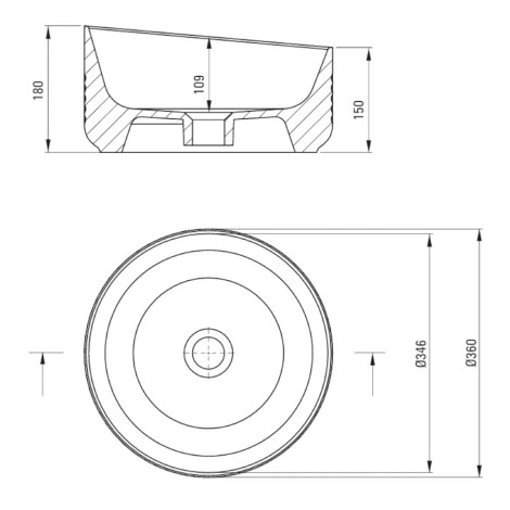 Deante umywalka Silia Hexa 36 cm asymetryczna okrągła 