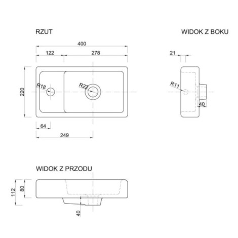 Defra Mini umywalka meblowa 22x40cm