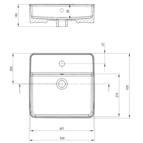 Deante umywalka Square kwadratowa z wyspą  42 cm