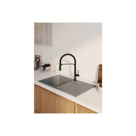 Kuchinox Siluetto bateria zlewozmywakowa stojąca z wylewką U czarna