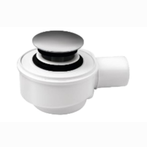 Akces syfon brodzikowy niski czyszczony z góry stal nierdzewna FI 50 korek klik-klak chrom.