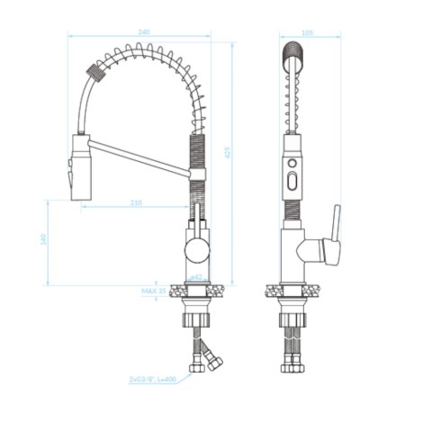 Kuchinox Serpen bateria zlewozmywakowa stojąca, sprężyna czarny