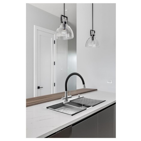 Laveo Riveco bateria zlewozmywakowa z systemem filtrującym wodę Amii czarny/stal szczotkowana