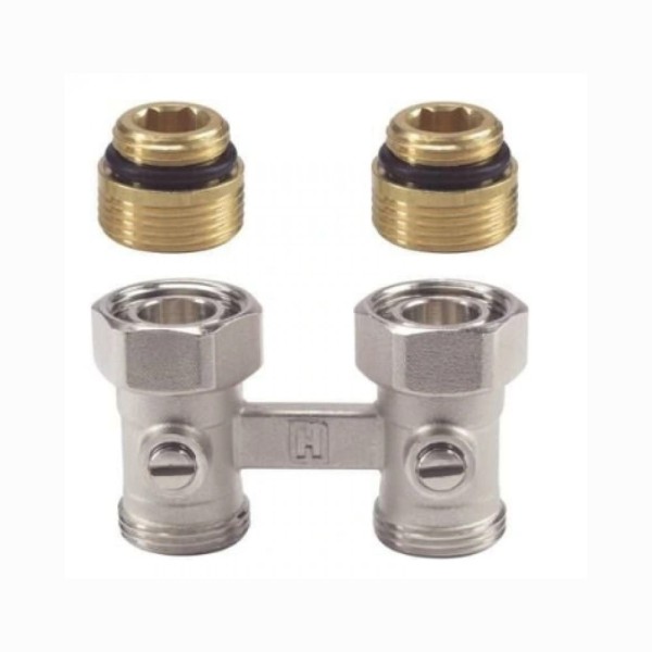Honeywell zawór grzejnikowy prosty podwójny  3/4" + nyple.