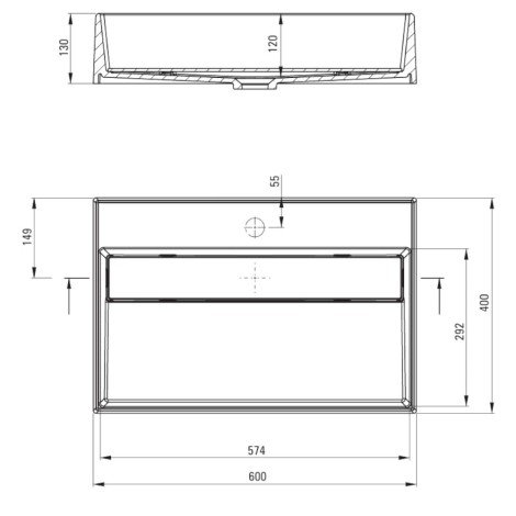 Deante umywalka Correo granit antracyt/metalik z maskownicą 60x40 cm