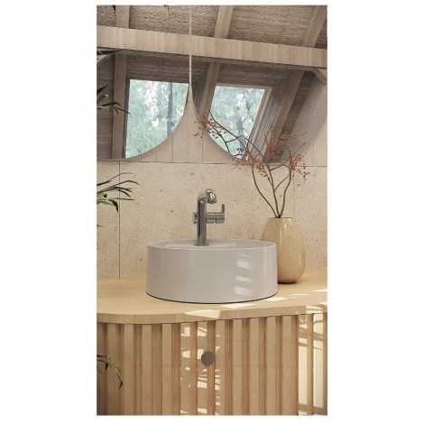 Deante umywalka Silia alabaster O36 cm z wyspą na baterię