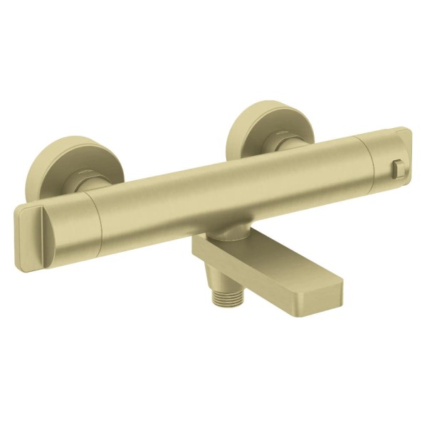 Deante bateria wannowa termostatyczna z ruchomą wylewką złoto szczotkowane.