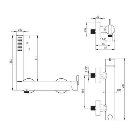 Deante Silia bateria prysznicowa z zestawem prysznicowym chrom.