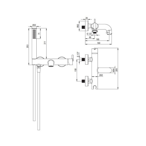 Deante Silia bateria wannowa z zestawem prysznicowym chrom.
