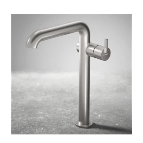 Deante Silia bateria umywalkowa stojąca wysoka z prostokątną wylewką chrom.