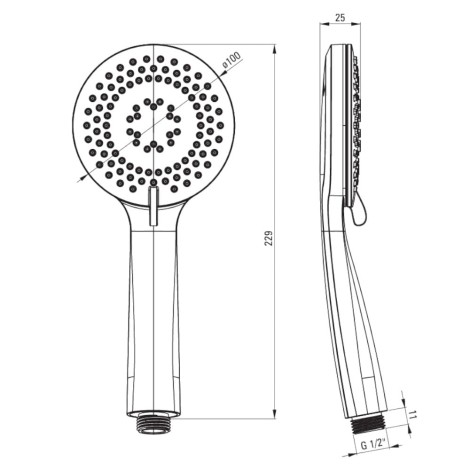 Deante Arnica słuchawka natryskowa nero 3-funkcyjna