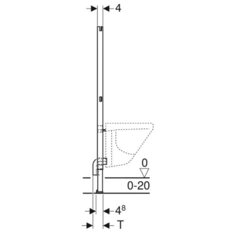 Geberit Duofix Basic stelaż podtynkowy do bidetu - rysunek techniczny3