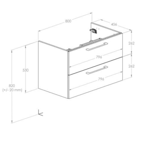 Roca szafka łazienkowa 80 cm z 2 szufladami (do kompletacji z umywalką Hebe slim)
