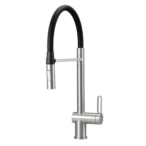 Deante Magnetic bateria zlewozmywakowa z elastyczną wylewką stal szczotkowana
