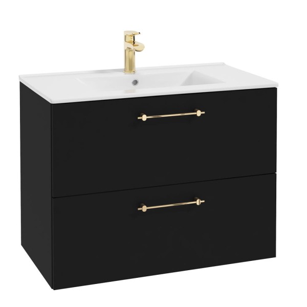 Deftrans Metro System D80  szafka pod umywalkę z dwiema szufladami czarny mat 80cm