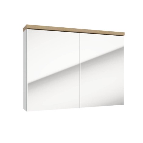 Deftra Stilla E80 szafka lustrzana biały połysk/buk truflowy 80 cm