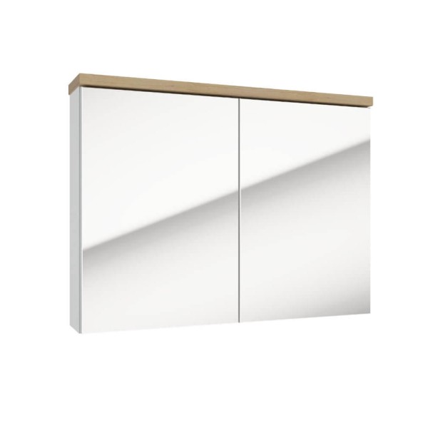 Deftra Stilla E80 szafka lustrzana biały połysk/buk truflowy 80 cm