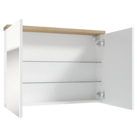 Deftra Stilla E80 szafka lustrzana biały połysk/buk truflowy 80 cm