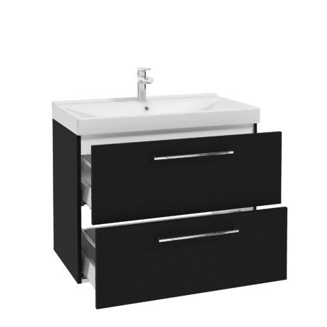 Deftrans Metro System D80  szafka pod umywalkę z dwiema szufladami czarny mat 80cm