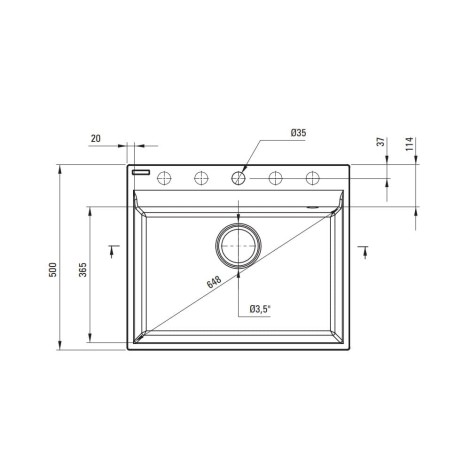 Deanta Corio zlewozmywak granitowy 1-komorowy  szary metalik 60x50cm