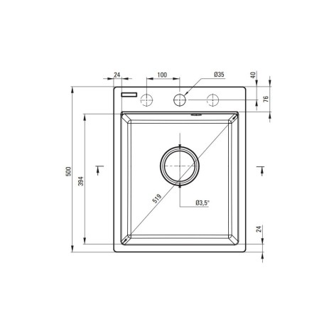 Deanta Corio zlewozmywak granitowy 1-komorowy  grafit metalik 40x50cm