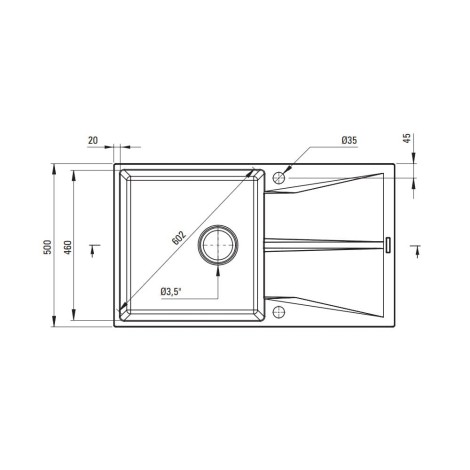Deanta Corio zlewozmywak granitowy 1-komorowy z ociekaczem  piasek 86x50cm
