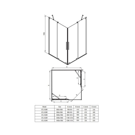 Deante Prizma ścianka prysznicowa walk-in przesuwna złota 80 cm